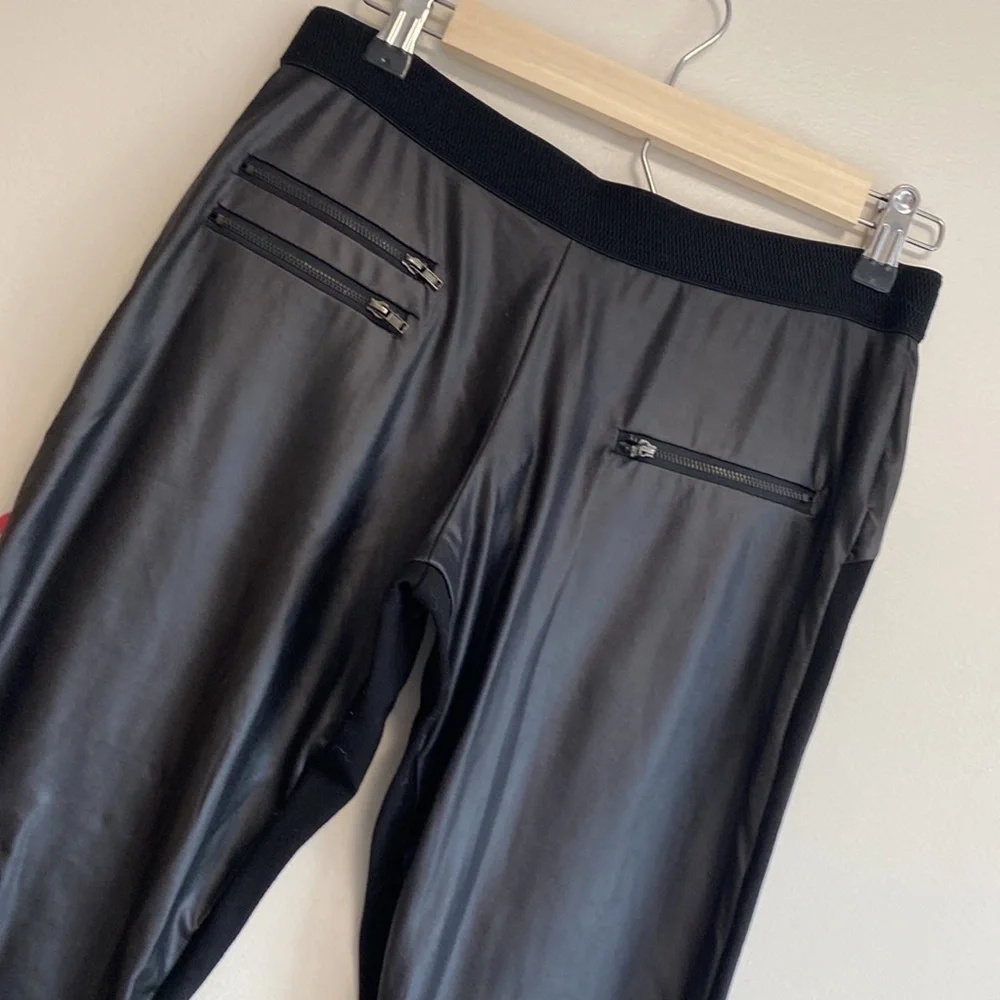 Shinestar Black Leather/ Spandex Leggings w/ Zippers - Picture 1 of 8